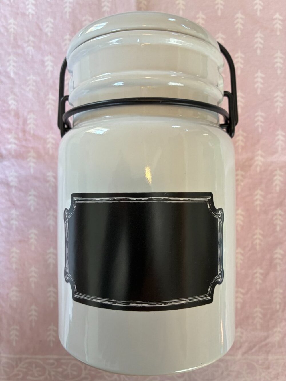 "Chalk label" glazed canister from Ore Originals. NWT